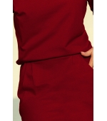 189-5 Sukienka dresowa z dekoltem na plecach - BORDOWA