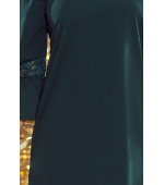190-7 MARGARET sukienka z koronką na rękawkach - ZIELEŃ BUTELKOWA
