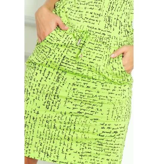 13-35 Sukienka sportowa - Papirus napis + zielony
