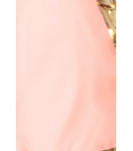 217-4 NEVA Trapezowa sukienka z rozkloszowanymi rękawkami - PASTELOWY RÓŻ