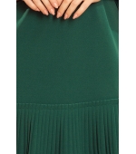 228-2 LUCY - plisowana wygodna sukienka - ZIELEŃ BUTELKOWA
