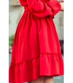 265-4 DAISY Sukienka z falbankami - CZERWONA
