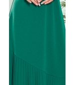 308-1 KARINE - trapezowa sukienka z asymetryczną plisą - ZIELONA