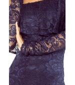 MM 021-2 Sukienka koronkowa - hiszpanka z długim rękawkiem - GRANATOWA